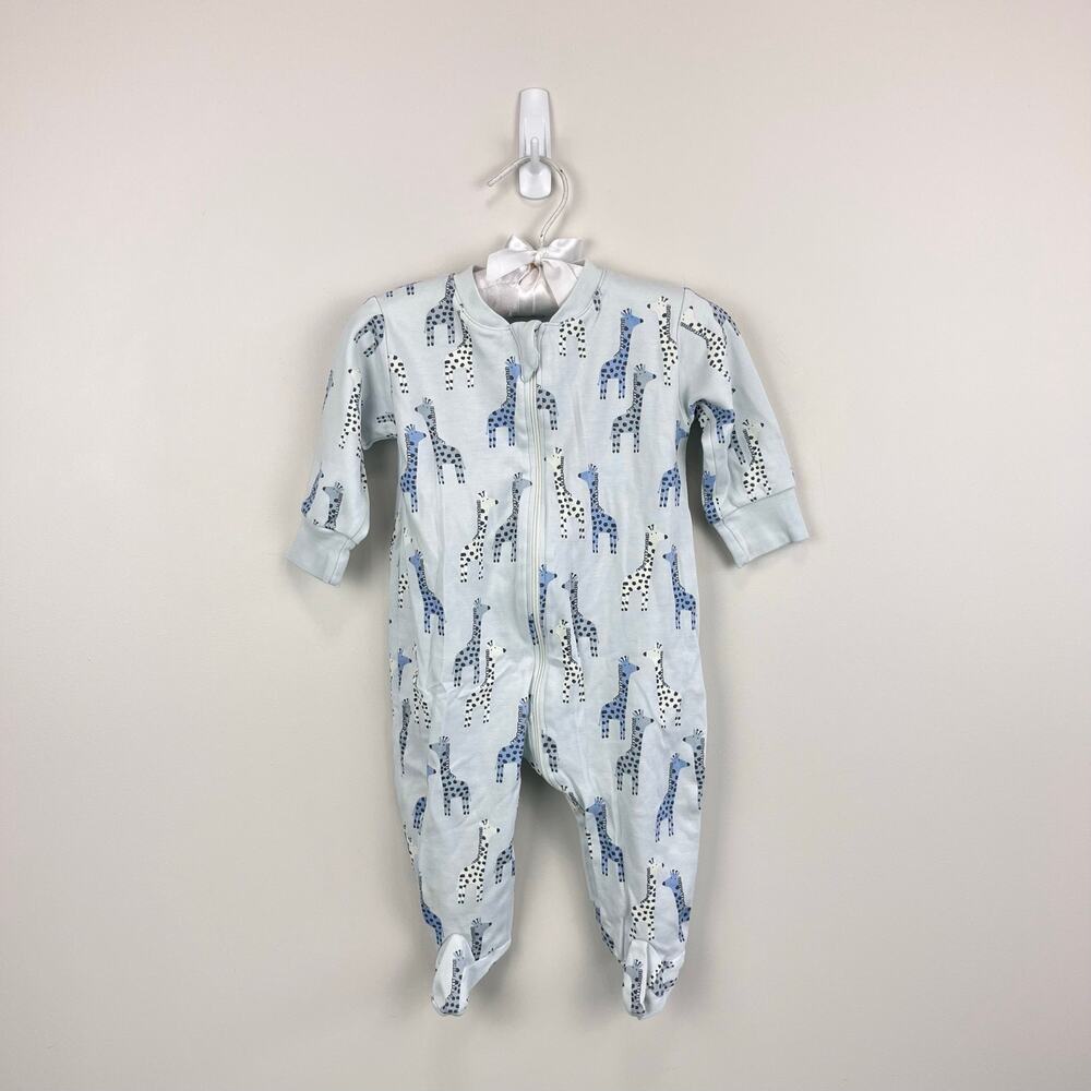 Kissy Love Kissy Kissy Blue Giraffe Zip Footie 6-9 Months